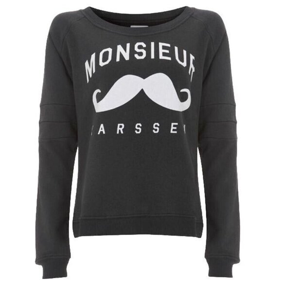 Zoe Karssen Women’s Medium Black Pullover Sweatshirt Cozy French Graphic Shirt - Picture 1 of 7